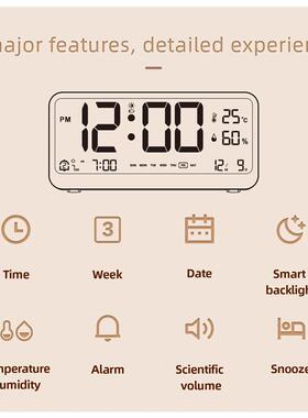 8001-EN Multifunctional Digital Clock LED Brightness Adjusta