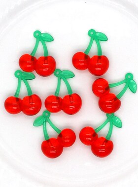 10pcs Clear Fruit Acrylic Cherry Earring Charms DIY INS Fash