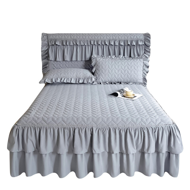 欧式夹棉磨毛床裙床罩单件家用防滑1.5米1.8花边床套防尘床围四季,淘宝优惠券,粉丝福利购,淘宝优惠卷