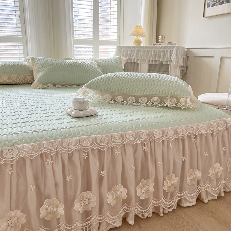 公主风蕾丝花边床裙款夏季冰丝乳胶凉席床上三件套可折叠水洗防滑,淘宝优惠券,粉丝福利购,淘宝优惠卷