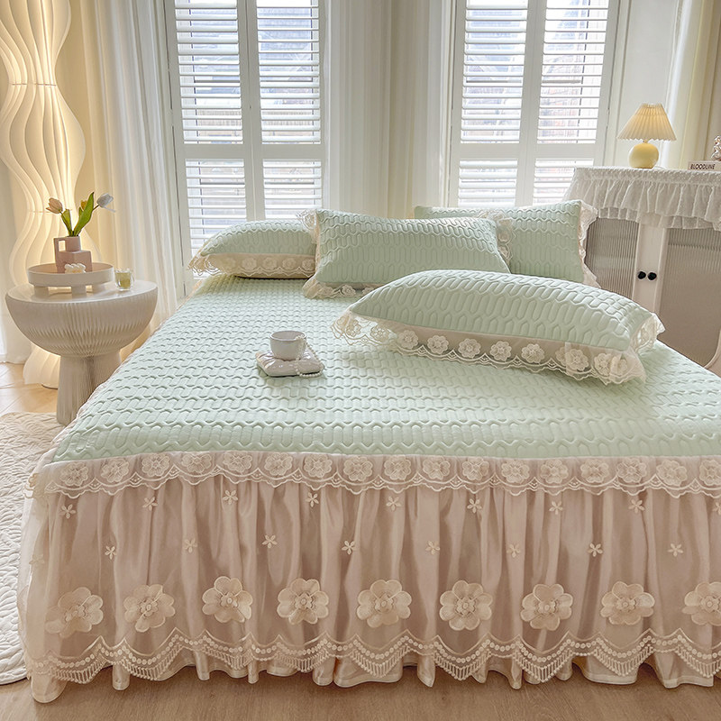 公主风蕾丝花边床裙款夏季冰丝乳胶凉席床上三件套可折叠水洗防滑,淘宝优惠券,粉丝福利购,淘宝优惠卷