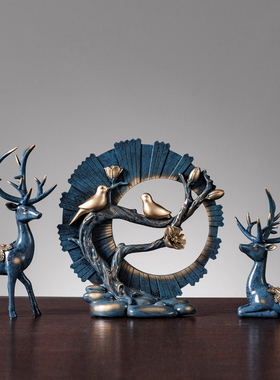 现代家居玄关桌面摆件客厅酒柜电视柜装饰品创意鹿乔迁新居礼品