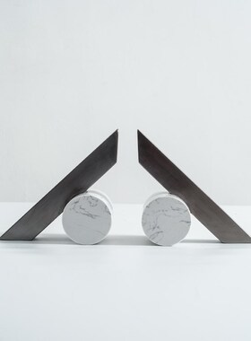 东来家居现代客厅展示柜酒柜装饰摆设创意几何大理石书档书靠摆设