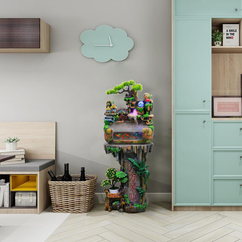 假山招财鱼缸造景客厅家用中小型水族箱循环流水桌面创意小金鱼缸,淘宝优惠券,粉丝福利购,淘宝优惠卷