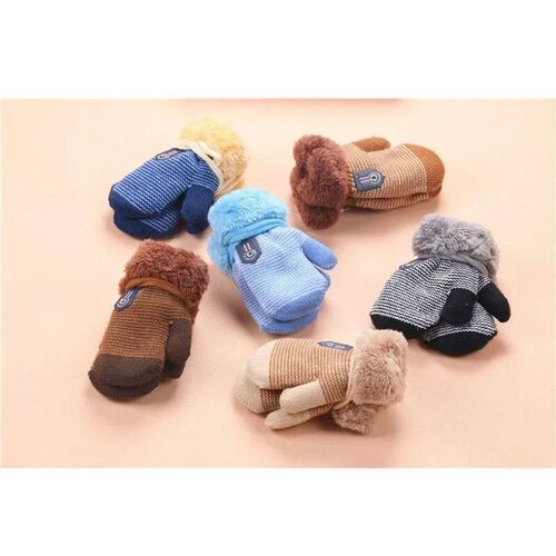 0-3 Years Baby Boys Girls Winter Knitted Gloves Warm Rope Fu - 图2