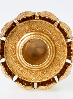 慧宝转金筒手摇底座铜经转简插座西藏八吉祥转桶莲花底托单层