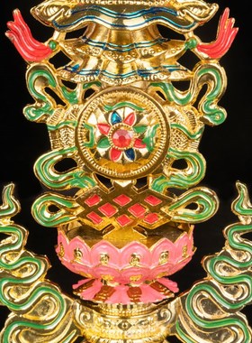 藏传八吉祥组合摆件 吉祥八宝密宗佛具彩绘八吉祥总集供奉摆件