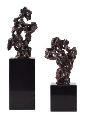 新中式陶瓷太湖石头摆件靠山石大理石底座禅意玄关样板房软装饰品