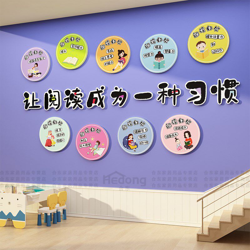 图书角布置装饰绘本馆环创阅览室儿童阅读区文化墙面贴书店吧氛围,淘宝优惠券,粉丝福利购,淘宝优惠卷
