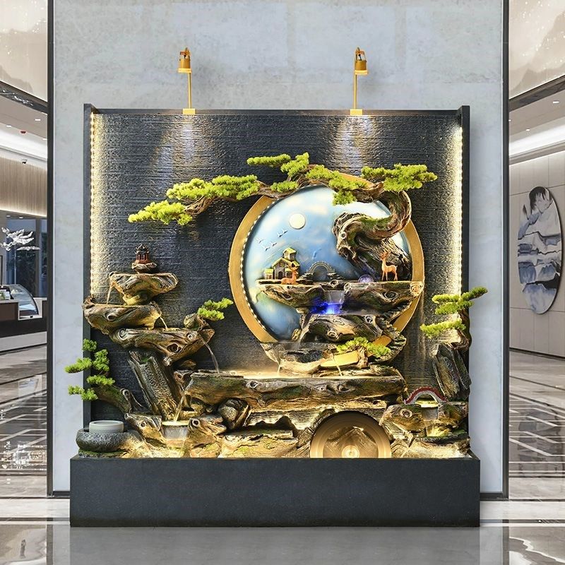 中式水幕墙屏风高山流水喷泉景观装饰办公室客厅乔迁开业落地摆件,淘宝优惠券,粉丝福利购,淘宝优惠卷