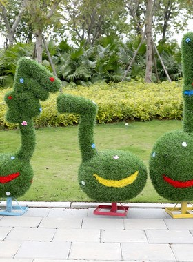 玻璃钢草皮音符雕塑小区公园学校售楼部市政工程卡通绿雕摆件定制