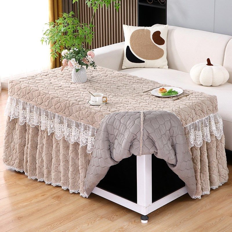 面绒烤火桌罩冬季加厚电炉罩烤火罩长方形取暖桌布罩裙式新款,淘宝优惠券,粉丝福利购,淘宝优惠卷