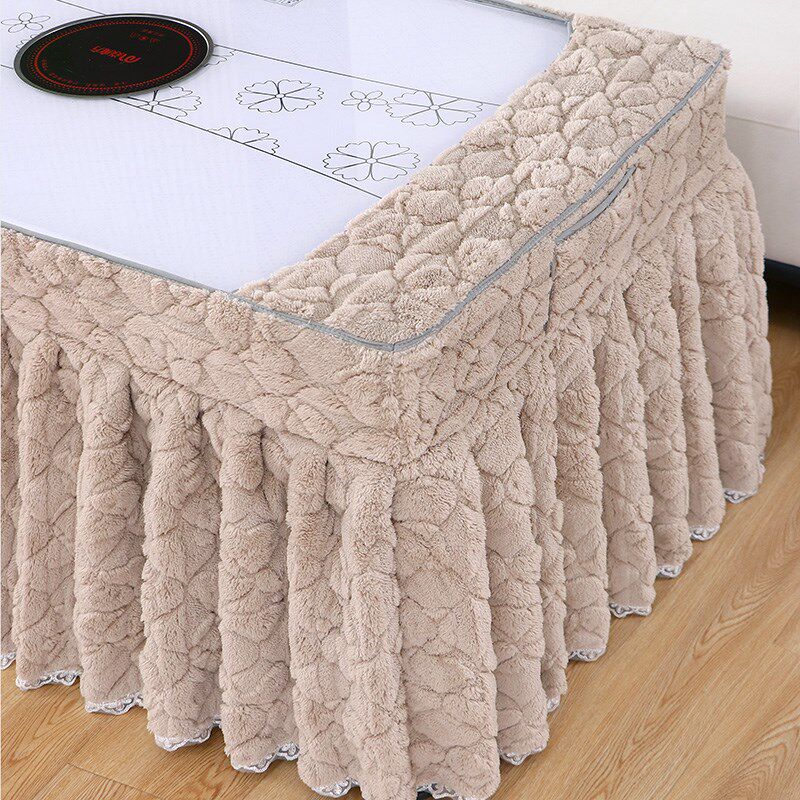 面绒烤火桌罩冬季加厚电炉罩烤火罩长方形取暖桌布罩裙式新款,淘宝优惠券,粉丝福利购,淘宝优惠卷