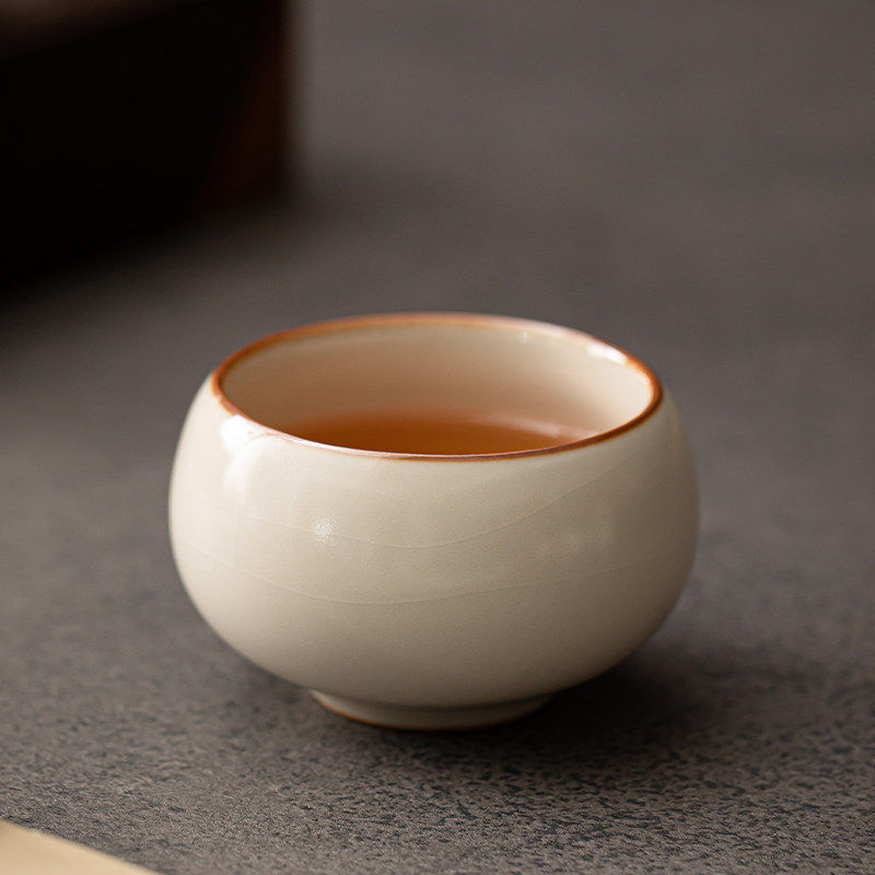 米黄汝窑茶杯家用陶瓷主人杯高档品茗杯单杯功夫茶具个人专用茶盏,淘宝优惠券,粉丝福利购,淘宝优惠卷