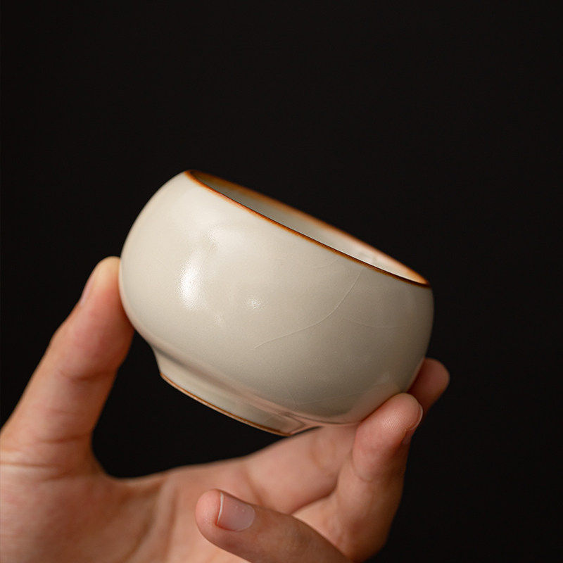 米黄汝窑茶杯家用陶瓷主人杯高档品茗杯单杯功夫茶具个人专用茶盏,淘宝优惠券,粉丝福利购,淘宝优惠卷