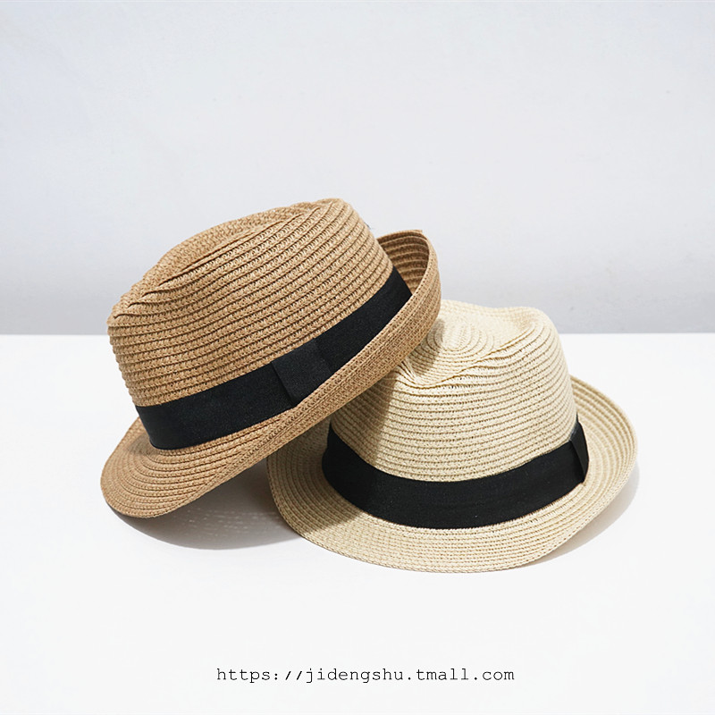 儿童草帽男孩遮阳帽夏季宝宝礼帽英伦爵士防晒凉帽亲子海边太阳帽,淘宝优惠券,粉丝福利购,淘宝优惠卷