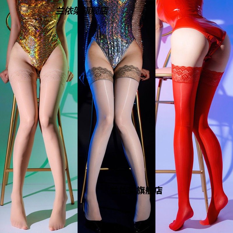 性感油亮过膝长筒高筒大腿袜男女百搭高弹矽胶防滑孔雀花边内搭裤,淘宝优惠券,粉丝福利购,淘宝优惠卷