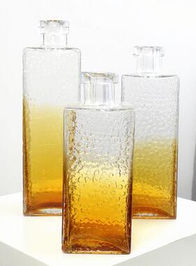 黄色琉璃花瓶客厅轻奢装饰电视柜高端摆件单支花插花花器玻璃制品