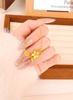 福韵天玺法式三生花铜合金项链