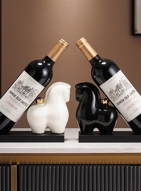 马上有钱酒架摆件新中式轻奢创意红酒瓶酒托客厅酒柜装饰乔迁礼物