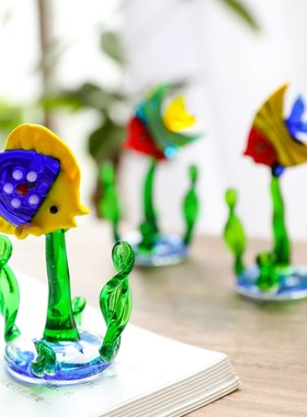 鱼缸水草鱼水草玻璃摆件 家居饰品桌子装饰工艺品桌面小摆件可爱