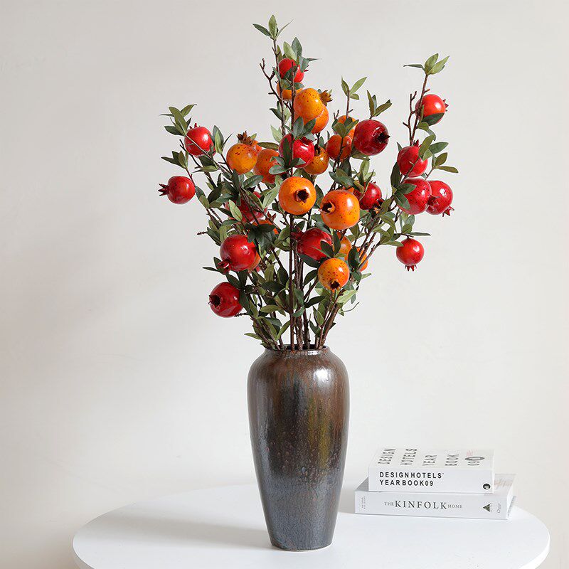 高档仿真石榴果仿真花假花插花果树枝干花客厅装饰品柿子摆件如意,淘宝优惠券,粉丝福利购,淘宝优惠卷