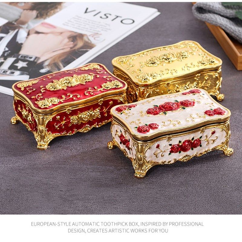 欧式雕花棉签盒滴白色镀金牙签筒牙签盒首饰盒酒店家居装饰用品,淘宝优惠券,粉丝福利购,淘宝优惠卷
