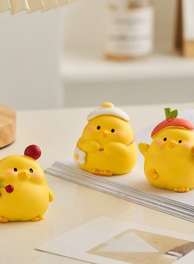 可爱小鸡解压治愈女生小摆件办公室桌面工位电脑趴趴显示器装饰品
