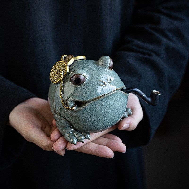 创意陶瓷三足哥窑金蟾茶宠可养蟾蜍家居招财摆件茶室茶桌桌面摆设,淘宝优惠券,粉丝福利购,淘宝优惠卷