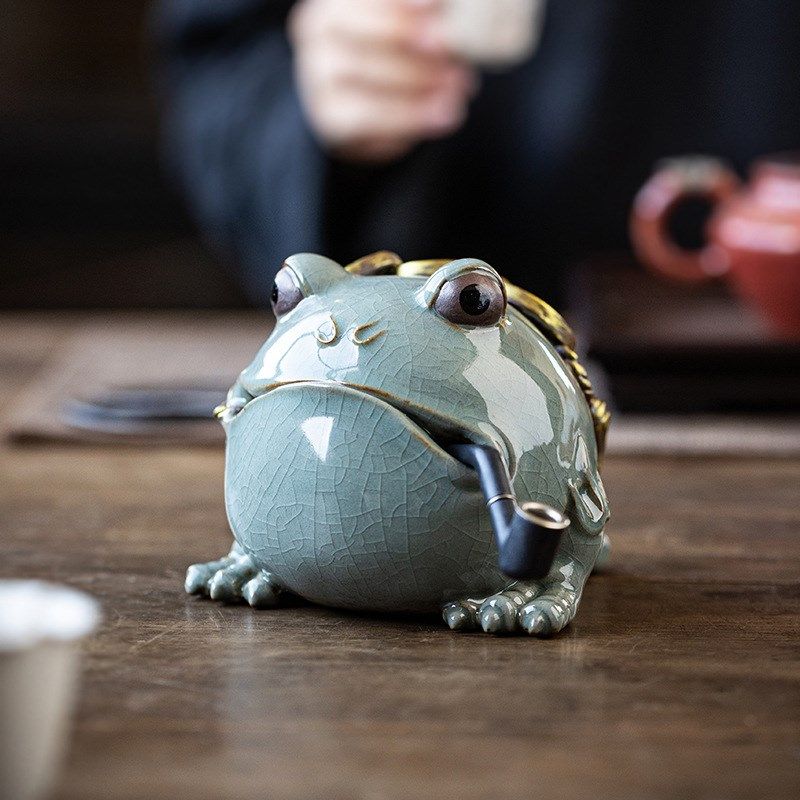 创意陶瓷三足哥窑金蟾茶宠可养蟾蜍家居招财摆件茶室茶桌桌面摆设,淘宝优惠券,粉丝福利购,淘宝优惠卷