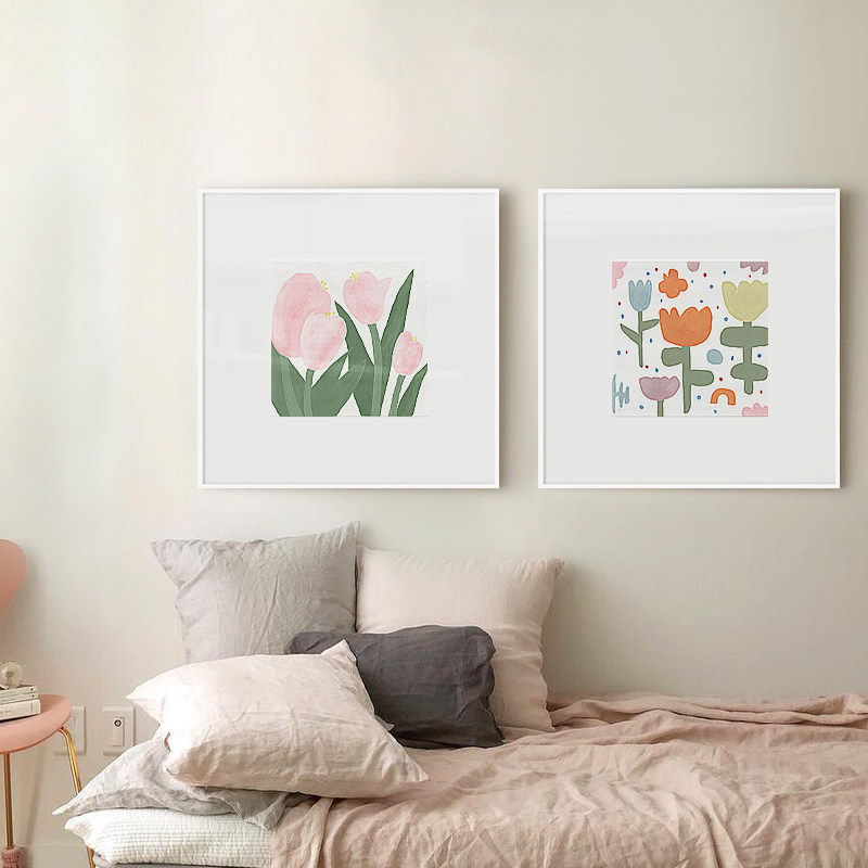 春见花语 北欧卧室装饰画小清新儿童房床头治愈挂画民宿方形壁画,淘宝优惠券,粉丝福利购,淘宝优惠卷