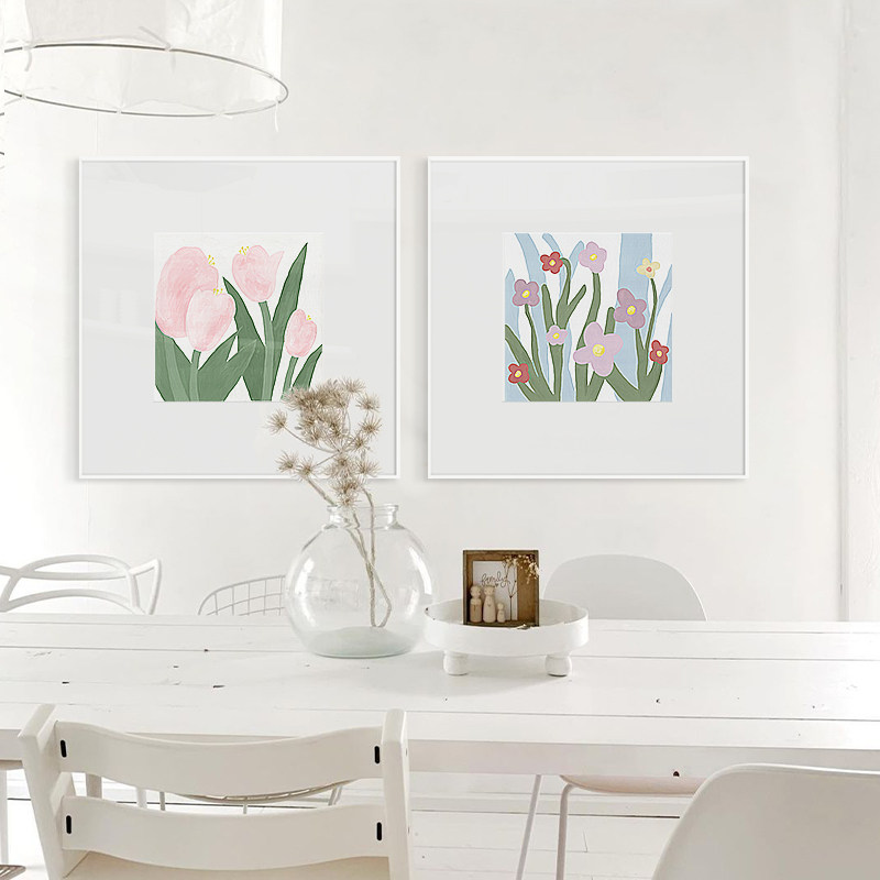 春见花语 北欧卧室装饰画小清新儿童房床头治愈挂画民宿方形壁画,淘宝优惠券,粉丝福利购,淘宝优惠卷