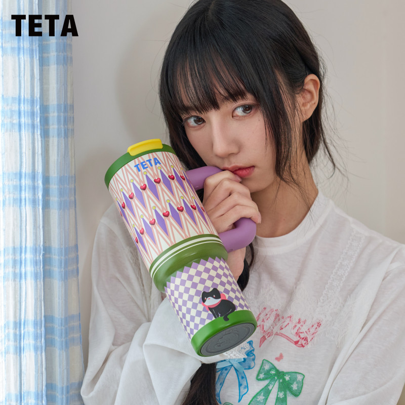 TETA吸管冰霸杯猫咪大容量保温保冷水杯子女生高颜值2026生日礼物