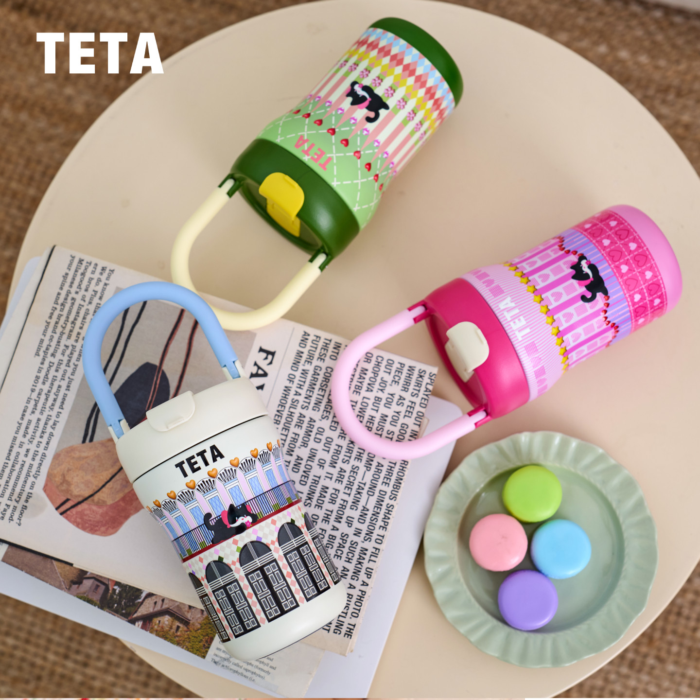 TETA手提郁金香杯外出便携新款女生高颜值吸管保温水杯子生日礼物