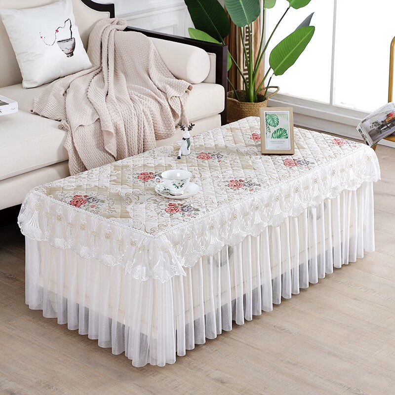 清新茶几桌布蕾丝长方形家用防尘罩电视柜盖巾布艺全包茶几布罩套,淘宝优惠券,粉丝福利购,淘宝优惠卷