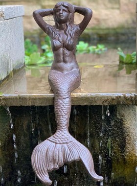 铸铁美人鱼摆件鱼缸造景室内外装饰公主花园阳光房园艺创意艺术品
