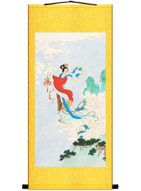 华山三圣母神像画 巫山神女瑶姬画像 宝莲灯神话仙女人物卷轴挂画
