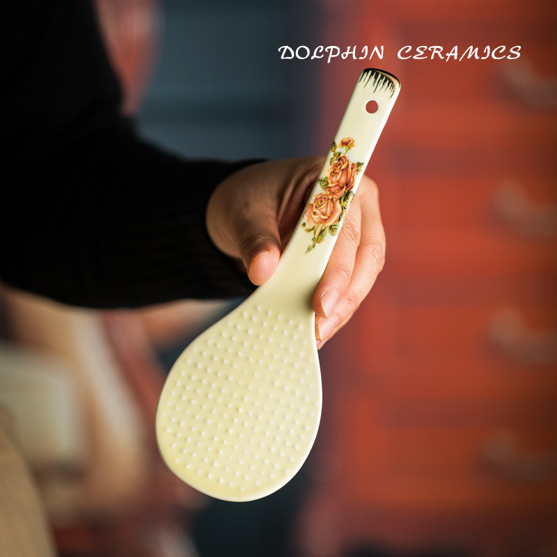 新款金玫瑰饭勺家用饭铲陶瓷添饭勺米饭勺子电饭煲盛饭勺易清洗,淘宝优惠券,粉丝福利购,淘宝优惠卷