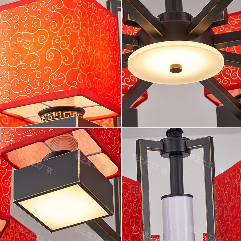 中餐厅吊灯红罩火锅店商用饭店包间雅间圆桌餐饮店专用宴会厅灯具,淘宝优惠券,粉丝福利购,淘宝优惠卷