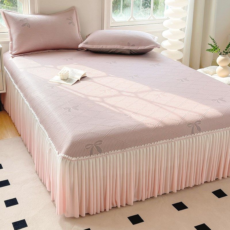 公主风床裙款冰豆豆凉席三件套a类母婴可机洗冰丝席空调席可机洗,淘宝优惠券,粉丝福利购,淘宝优惠卷