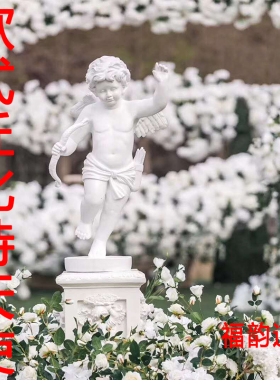 婚庆道具欧式丘比特天使玻璃钢人物雕塑 罗马柱婚庆迎宾家居装饰