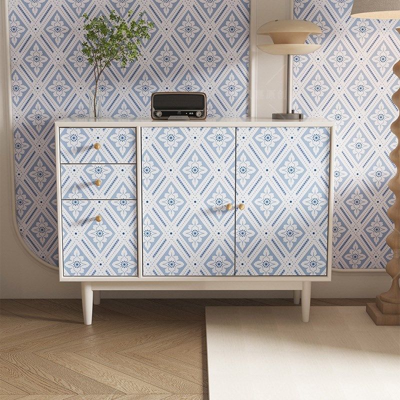 复古蓝白菱格装饰房间柜子贴纸民宿布置翻新家具贴遮丑自粘墙纸,淘宝优惠券,粉丝福利购,淘宝优惠卷