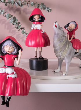 可爱少女红衣女孩摆件系列创意卧室桌面小摆设品送女生日礼物结婚