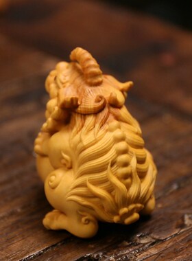 小叶黄杨木雕文玩摆件手把件雕刻工艺礼品摆饰木质实木神兽天禄貔