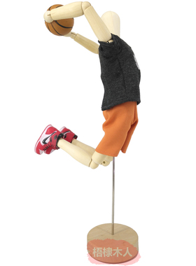 梧棣木人关节灵活可动篮球木人偶摆件木头人偶装饰篮球主题礼品