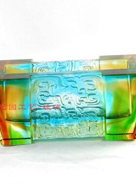 琉璃摆件龙纹名片座工艺品商务办公用品创意家居饰品送客户小礼品