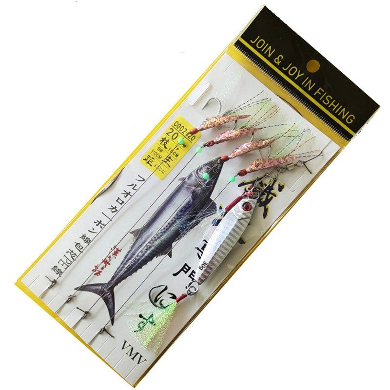 C002铁板串钩防咬大力马包碳线成品钓组鲅鱼翘嘴鲈鱼路亚海钓船钓,淘宝优惠券,粉丝福利购,淘宝优惠卷