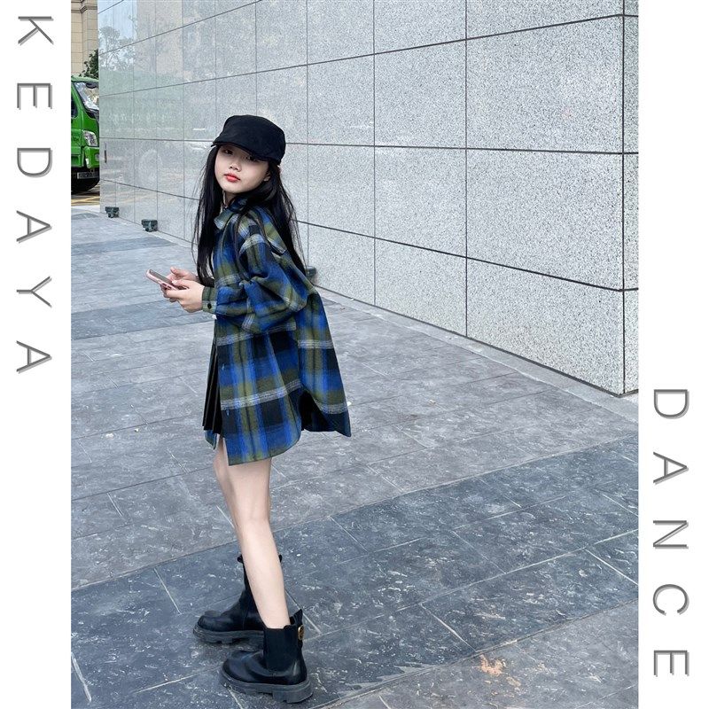 2023秋冬新款童装甜酷女童美式中长版衬衫外套爵士舞街舞演出服,淘宝优惠券,粉丝福利购,淘宝优惠卷