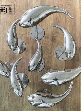 户外不锈钢镜面小鱼群摆件售楼处水池金属雕塑工艺品园林装饰