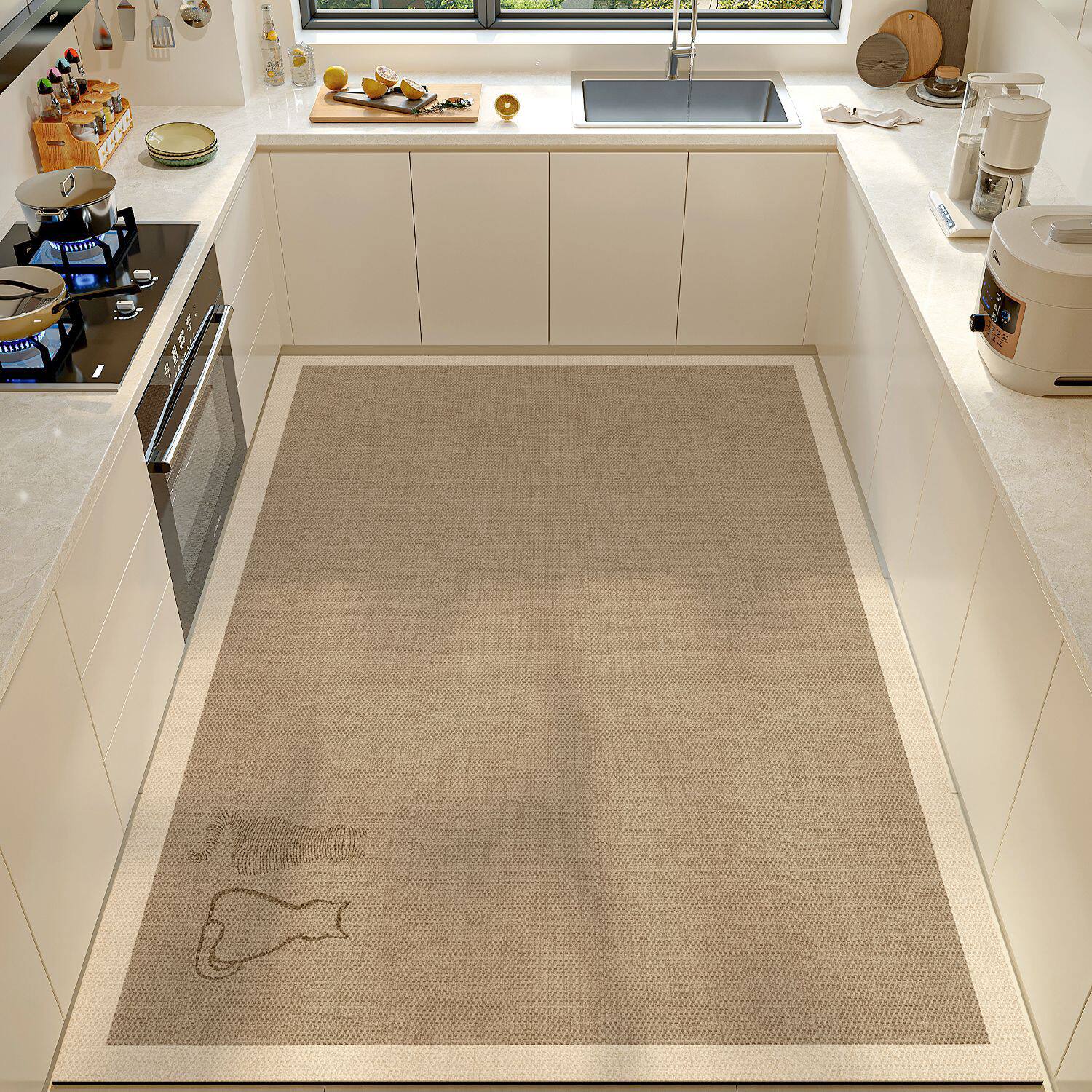 Kitchen and bathroom water-absorbing and oil-absorbing anti-slip diatom mud mat